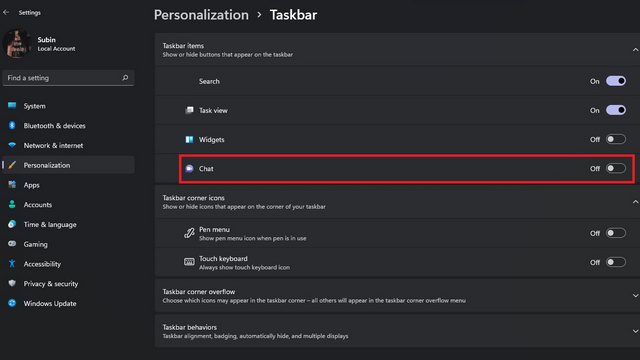 Disable Microsoft Teams Chat in Taskbar Disable Microsoft Teams Chat in Taskbar