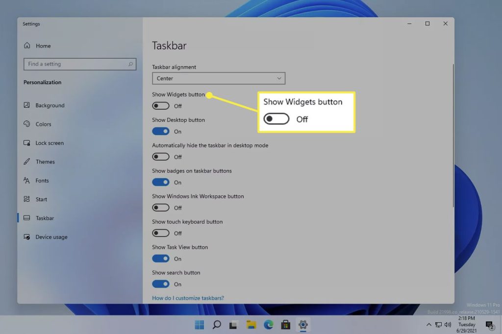 Disable Widgets in window 11 Disable Widgets in window 11