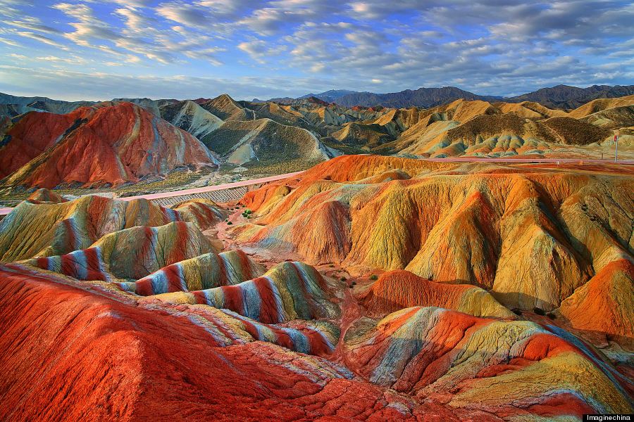 Zhangye Danxia Geopark View of colourful rock formations at the Zhangye Danxia Landform Geological Park