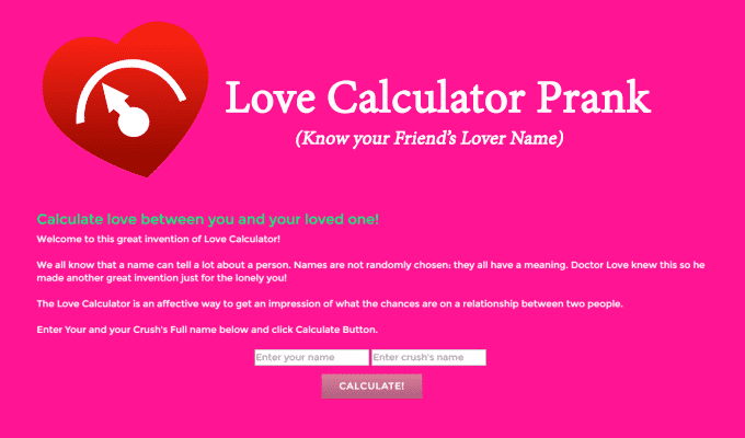 Love Calculator Prank ator Prank