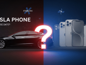 Google AI Studio 2025 08 05T21 23 18.300Z alt="Tesla phone release date 2024 concept with question mark over Tesla car and smartphone silhouettes - when will Tesla smartphone be released"