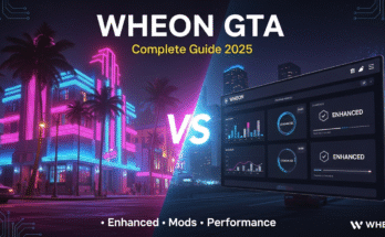 Wheon Grand Theft Auto complete guide thumbnail showing split comparison between classic GTA Vice City neon cityscape and modern enhanced gaming interface with Wheon platform features Wheon Grand Theft Auto complete guide thumbnail showing split comparison between classic GTA Vice City neon cityscape and modern enhanced gaming interface with Wheon platform features