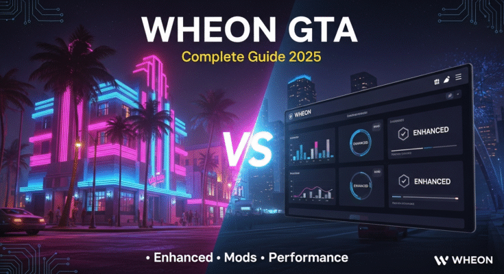 Wheon Grand Theft Auto complete guide thumbnail showing split comparison between classic GTA Vice City neon cityscape and modern enhanced gaming interface with Wheon platform features Wheon Grand Theft Auto complete guide thumbnail showing split comparison between classic GTA Vice City neon cityscape and modern enhanced gaming interface with Wheon platform features
